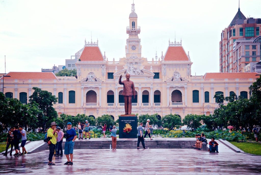 Ho Chi Minh City, Vietnam under the rain